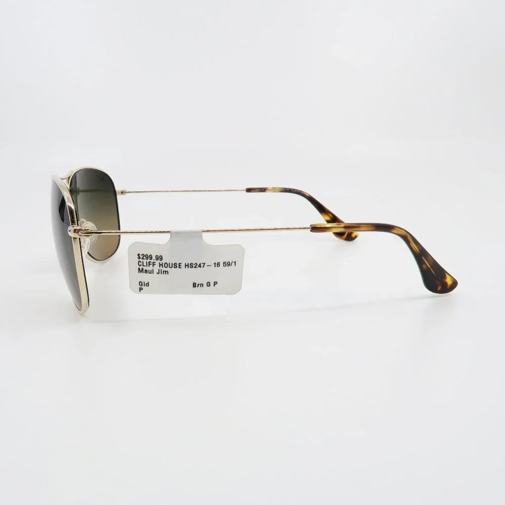 Maui Jim CLIFF HOUSE MJ 247-16 59 Gold/Bronze Polarized New Aviator Sunglasses - Picture 5 of 7